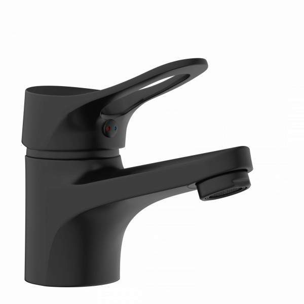 Waschtischarmatur VERONA, Badarmatur, Einhebelmischer mit Ablaufgarnitur, Schwarz matt