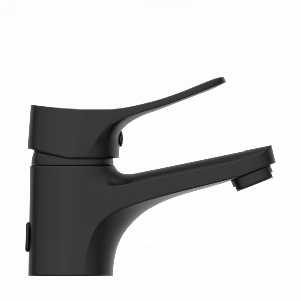 Waschtischarmatur VERONA, Badarmatur, Einhebelmischer mit Ablaufgarnitur, Schwarz matt