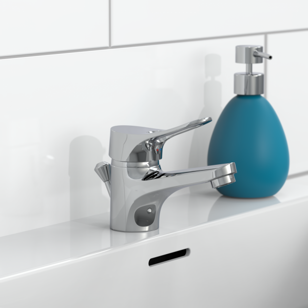 Waschtischarmatur VERONA, Badarmatur, Einhebelmischer mit Ablaufgarnitur, Chrom