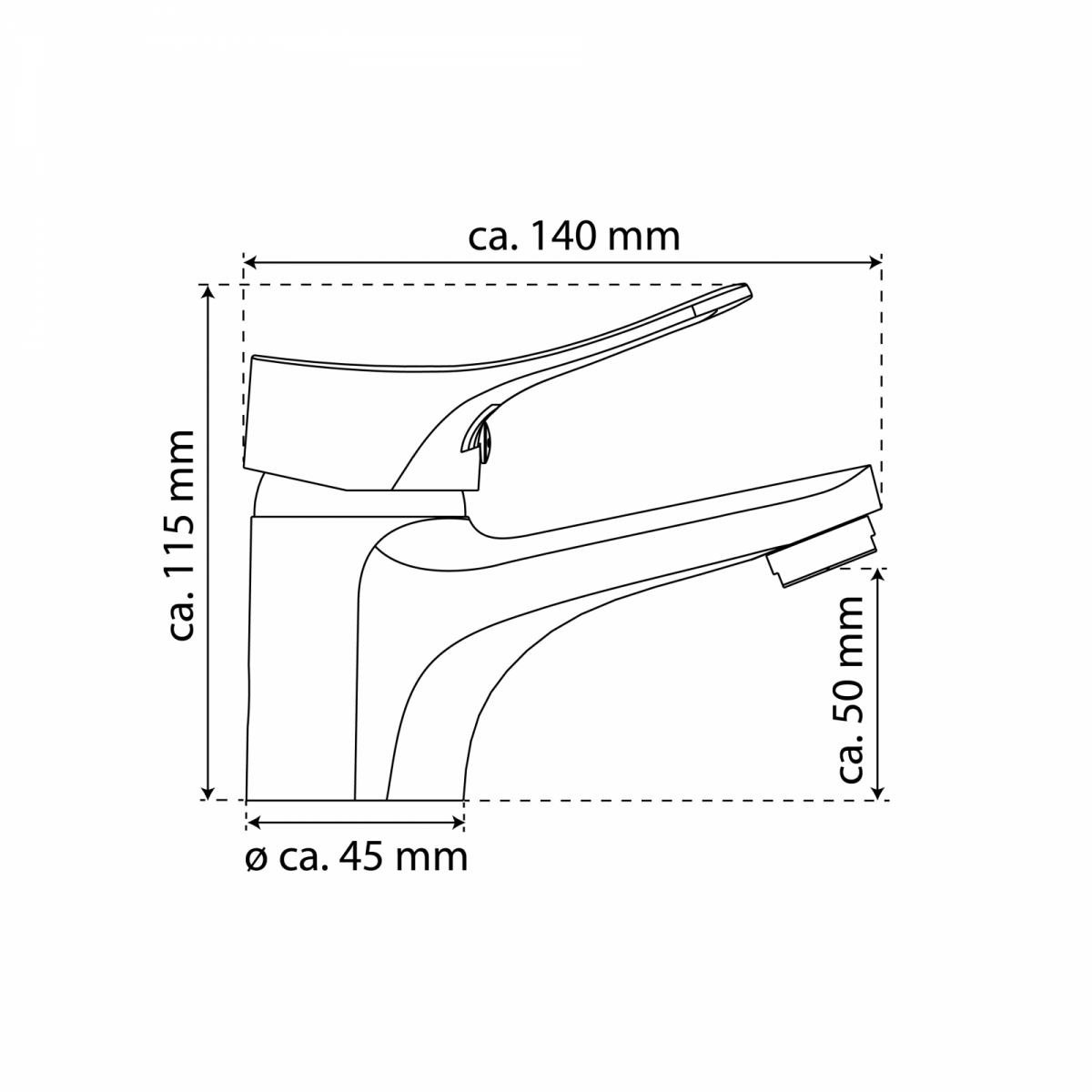 Waschtischarmatur VERONA, Badarmatur, Einhebelmischer mit Ablaufgarnitur, Chrom