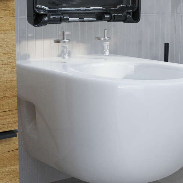 Montierung eines WC-Sitzes mit Montagematerial
