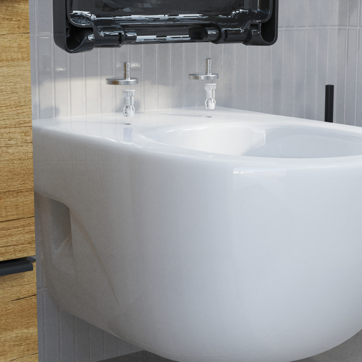 Montierung eines WC-Sitzes mit Montagematerial