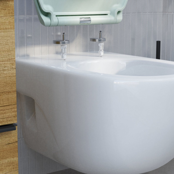 WC-Sitz Helma TÜV geprüft, in Salbei mit Absenkautomatik und Schnellverschluss, O-Form