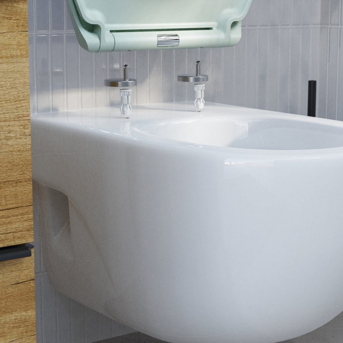 WC-Sitz Helma TÜV geprüft, in Salbei mit Absenkautomatik und Schnellverschluss, O-Form