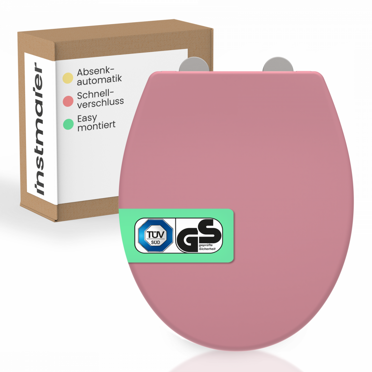 WC-Sitz Helma TÜV geprüft, in Koralle mit Absenkautomatik und Schnellverschluss, O-Form