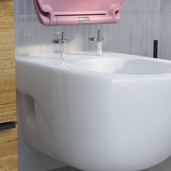 WC-Sitz Helma TÜV geprüft, in Koralle mit Absenkautomatik und Schnellverschluss, O-Form