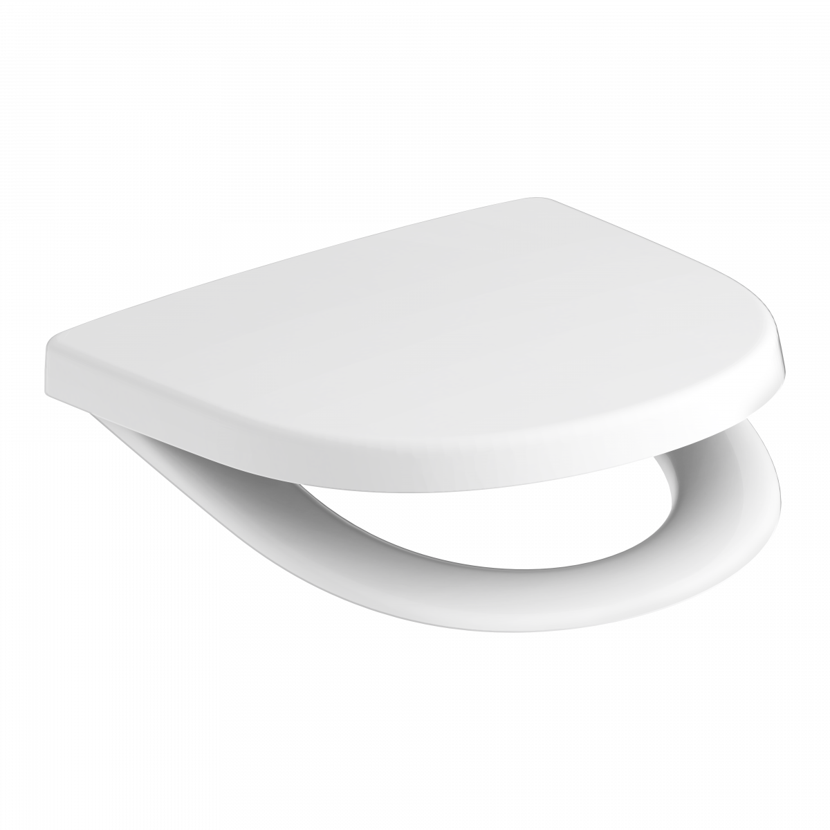 Weißer WC-Sitz mit geschlossenem Deckel auf schwarzem Hintergrund