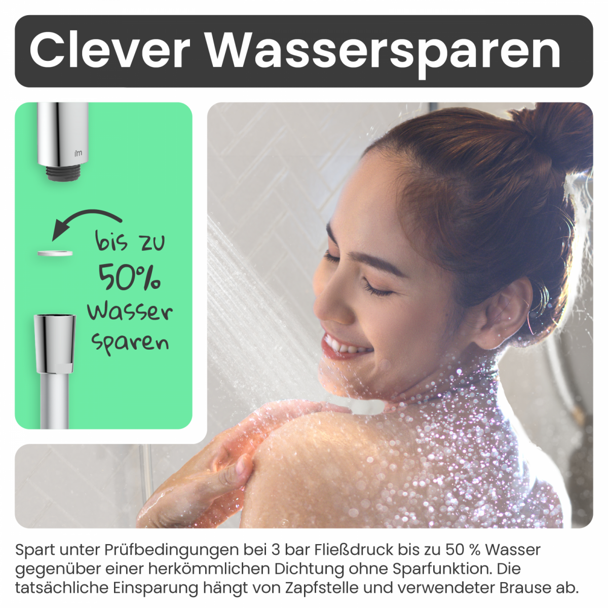 Duschbrause Set Cleo (Chrom, Weiß) | 2 Strahlarten | instmaier