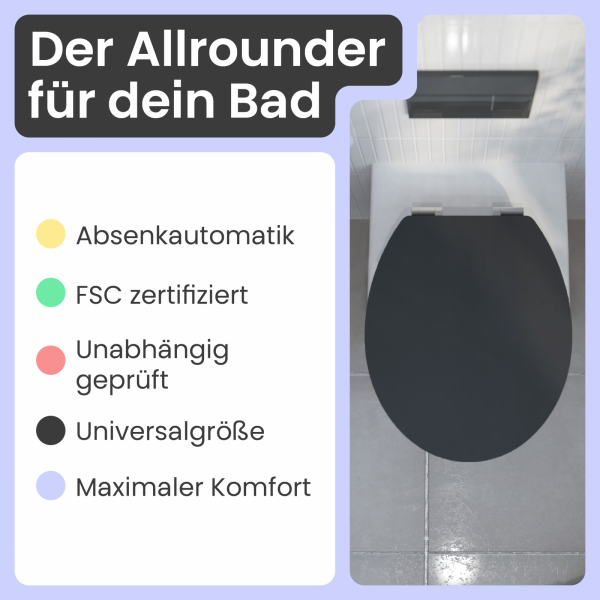 WC-Sitz Gaia aus MDF (Schwarz matt) | Absenkautomatik | instmaier