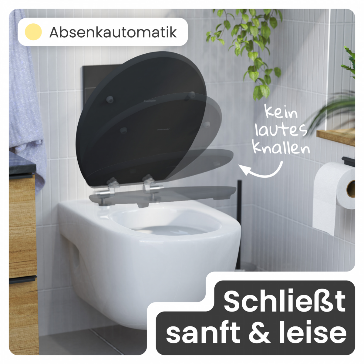 WC-Sitz Gaia aus MDF (Schwarz matt) | Absenkautomatik | instmaier