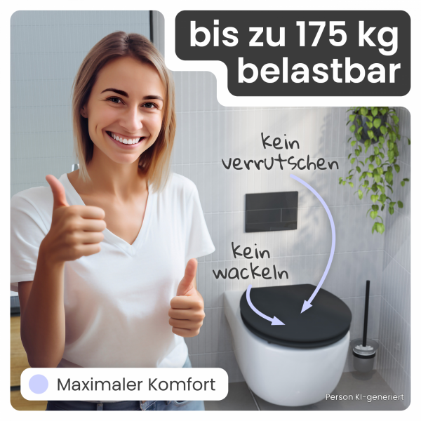 WC-Sitz Gaia aus MDF (Schwarz matt) | Absenkautomatik | instmaier