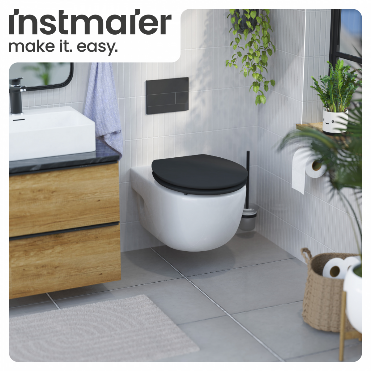WC-Sitz Gaia aus MDF (Schwarz matt) | Absenkautomatik | instmaier