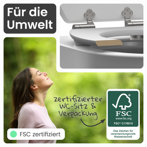 MDF WC-Sitz mit Nussbaum-Holzmotiv | Absenkautomatik | instmaier