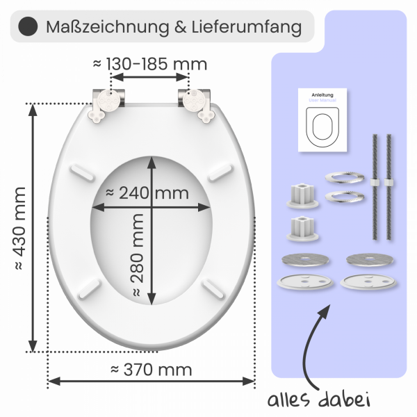 MDF WC-Sitz mit Nussbaum-Holzmotiv | Absenkautomatik | instmaier