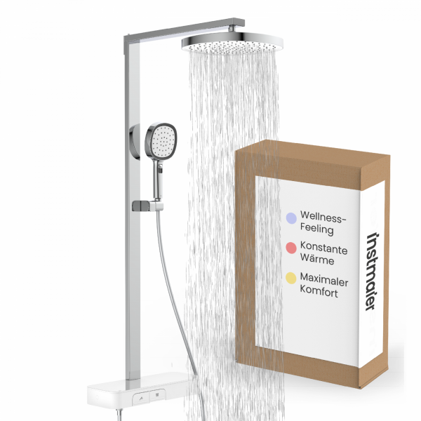Regendusche Cleo, in Chrom/Weiß mit Thermostat und Ablage