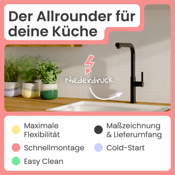 Küchenarmatur Cassia | Ausziehbar & 360° schwenkbar | instmaier