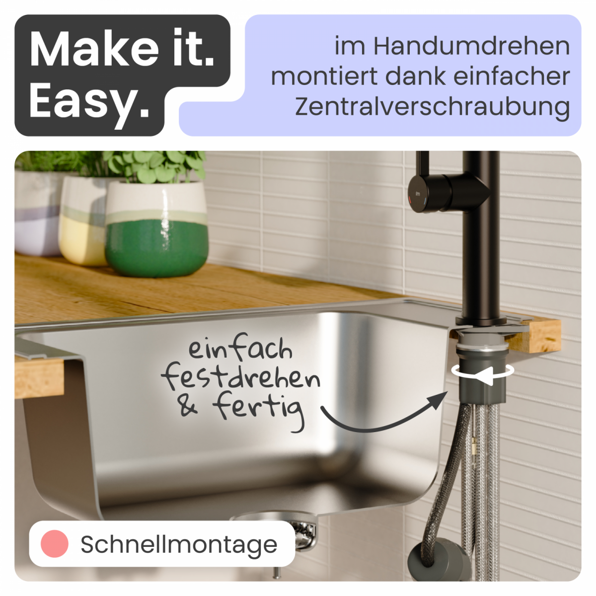 Küchenarmatur Cassia | Ausziehbar & 360° schwenkbar | instmaier