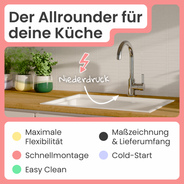 Küchenarmatur Leona | Verbrühschutz & 360° schwenkbar | instmaier