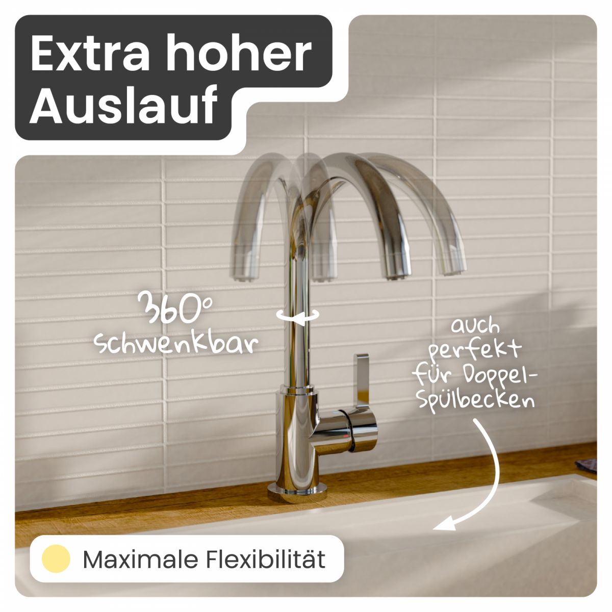 Küchenarmatur Leona | Verbrühschutz & 360° schwenkbar | instmaier