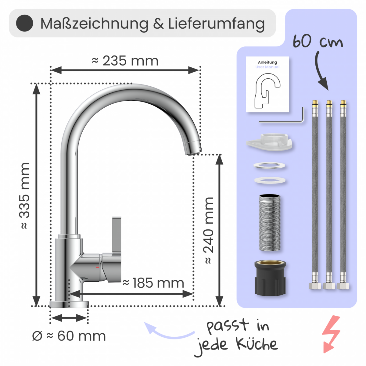 Küchenarmatur Leona | Verbrühschutz & 360° schwenkbar | instmaier