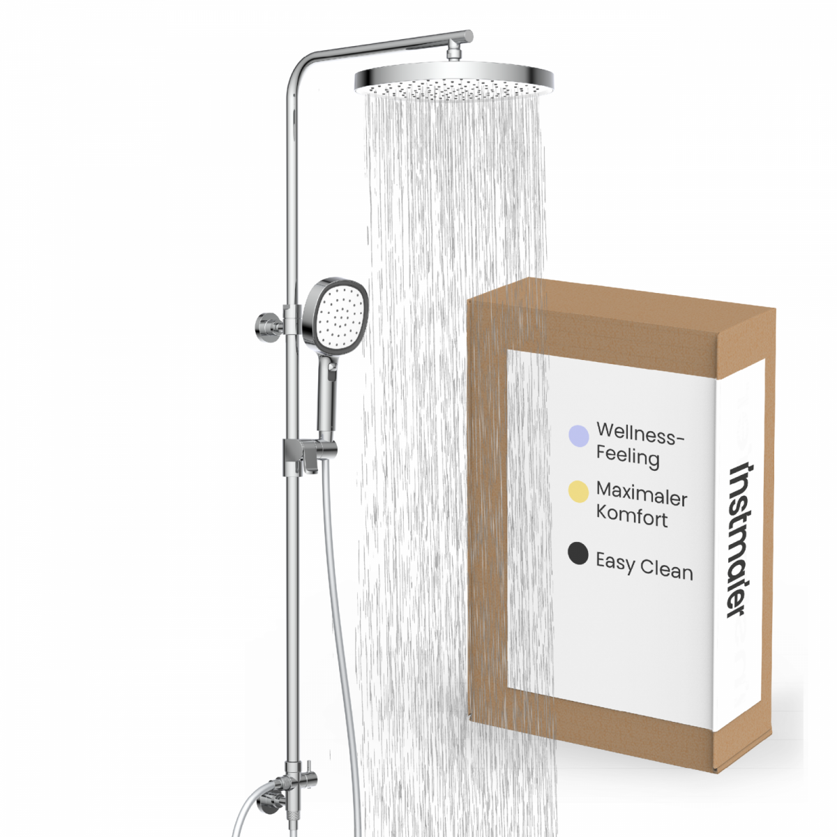 Regendusche Cleo (Chrom, Weiß) | 2 Strahlarten | instmaier
