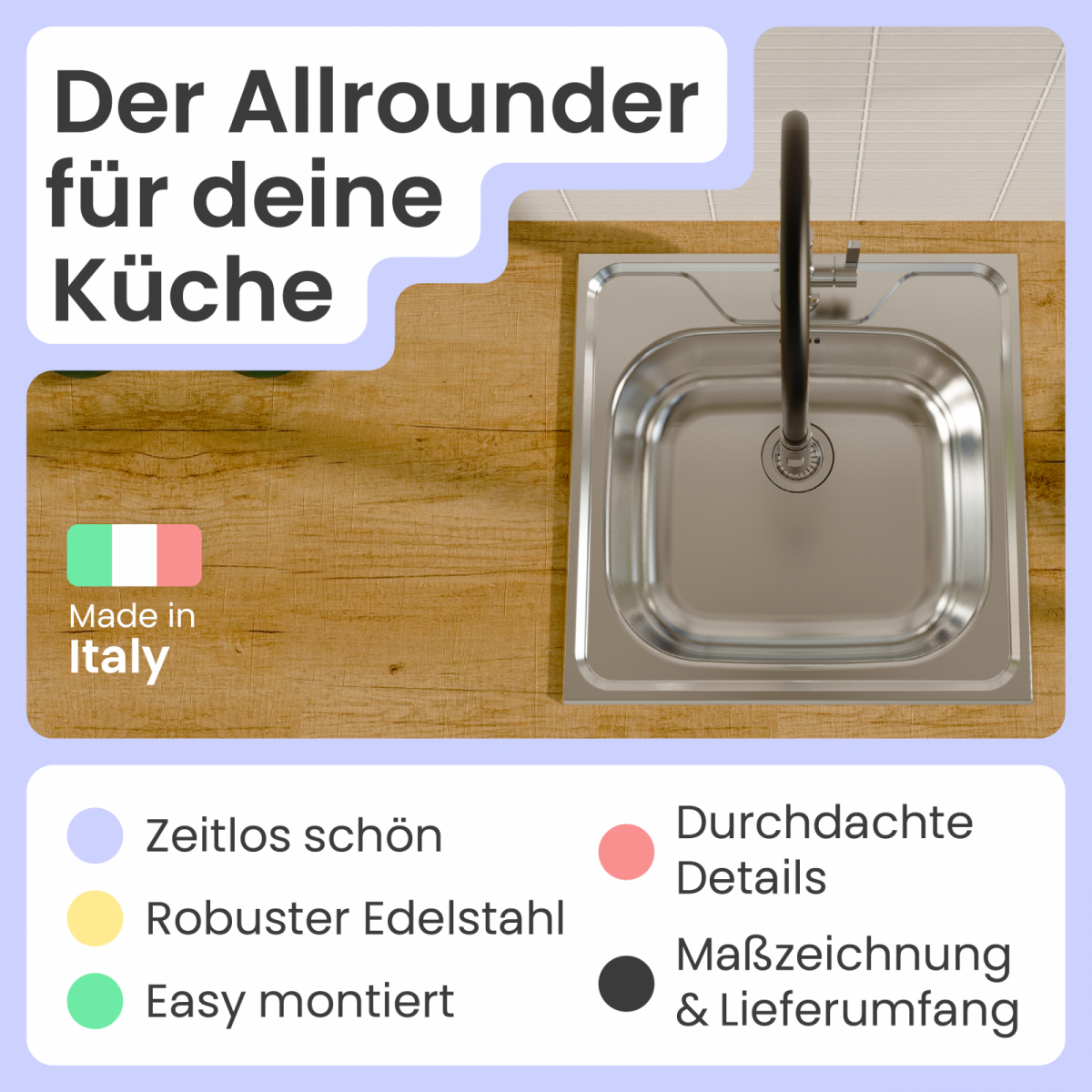 Edelstahlspüle Victoria eckig | instmaier