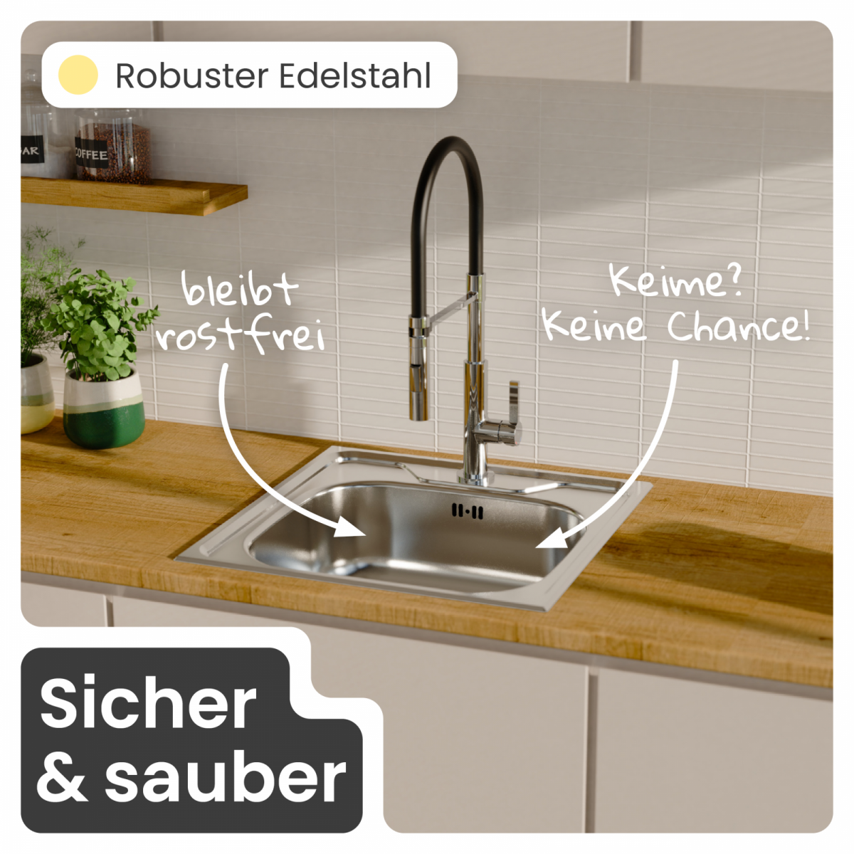 Edelstahlspüle Victoria eckig | instmaier