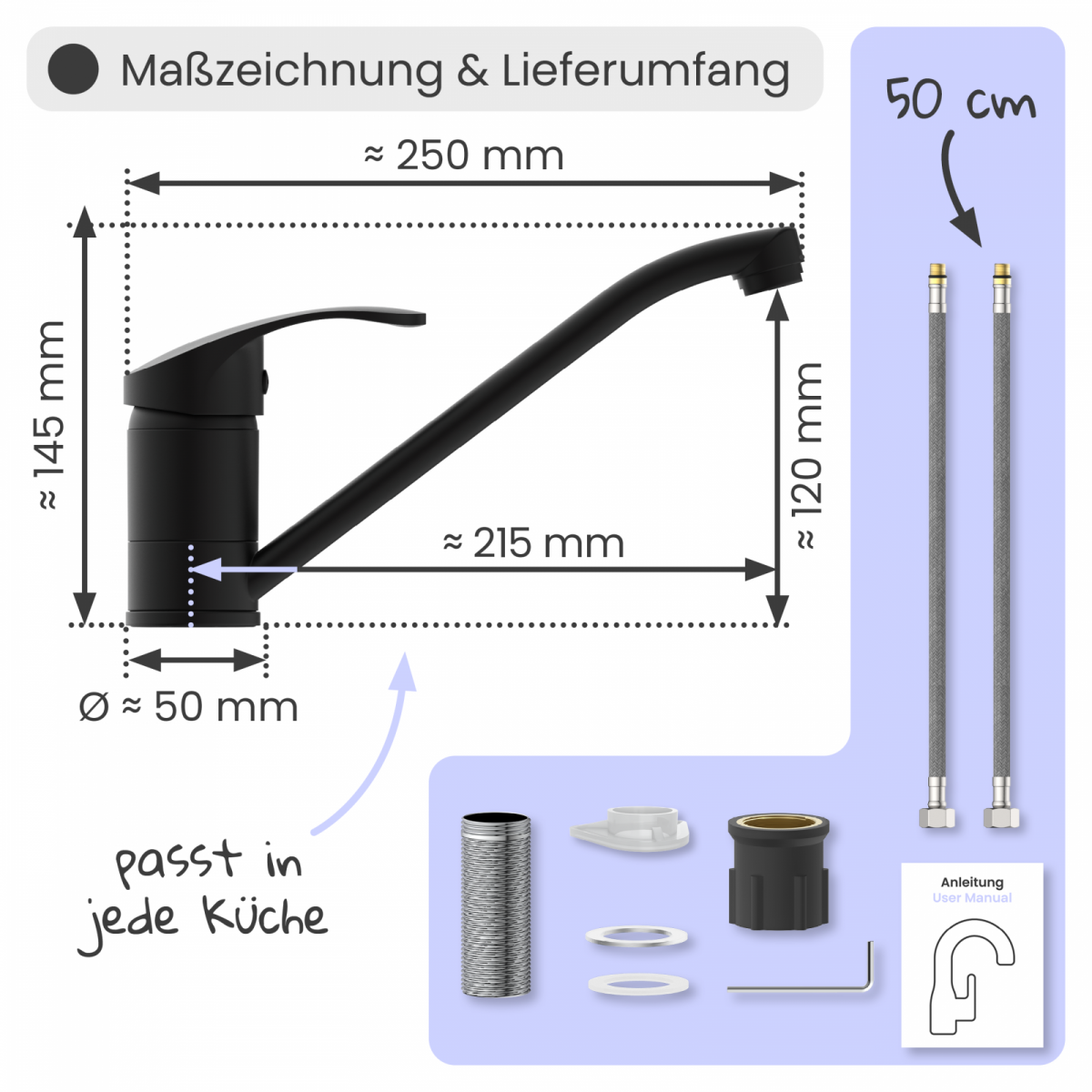 Küchenarmatur Vera in Schwarz | instmaier