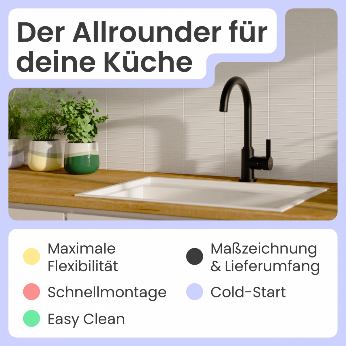 Küchenarmatur Leona | Verbrühschutz & 360° schwenkbar | instmaier
