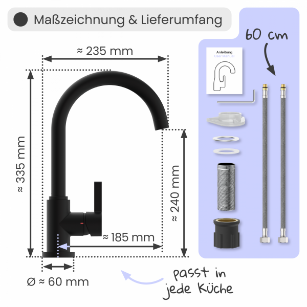 Küchenarmatur Leona | Verbrühschutz & 360° schwenkbar | instmaier