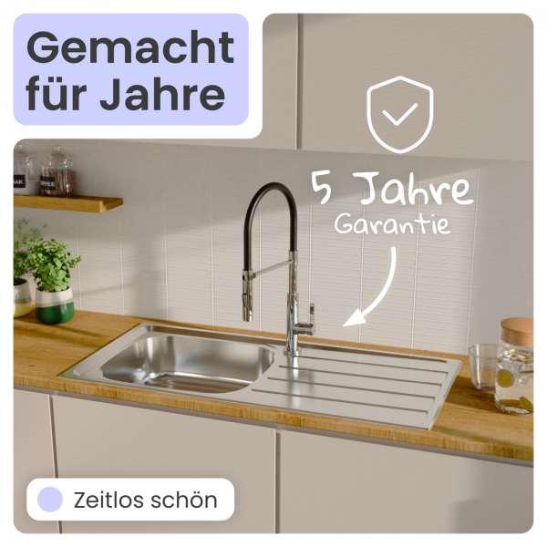 Edelstahlspüle Katharina mit Abtropffläche | instmaier