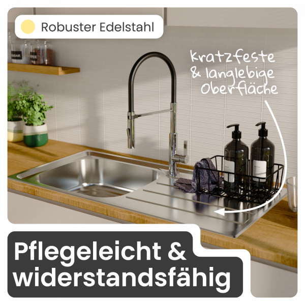 Edelstahlspüle Katharina mit Abtropffläche | instmaier
