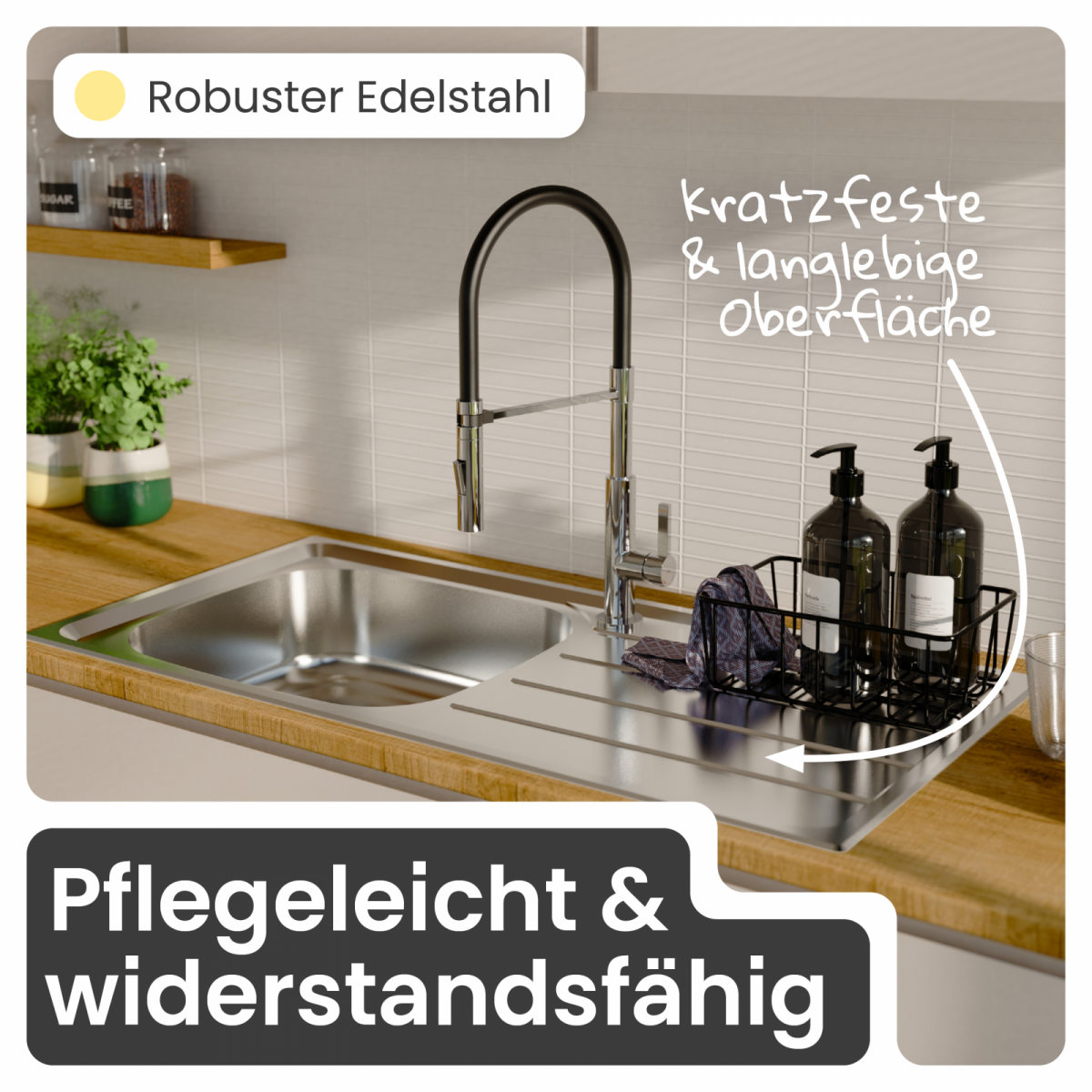 Edelstahlspüle Katharina mit Abtropffläche | instmaier