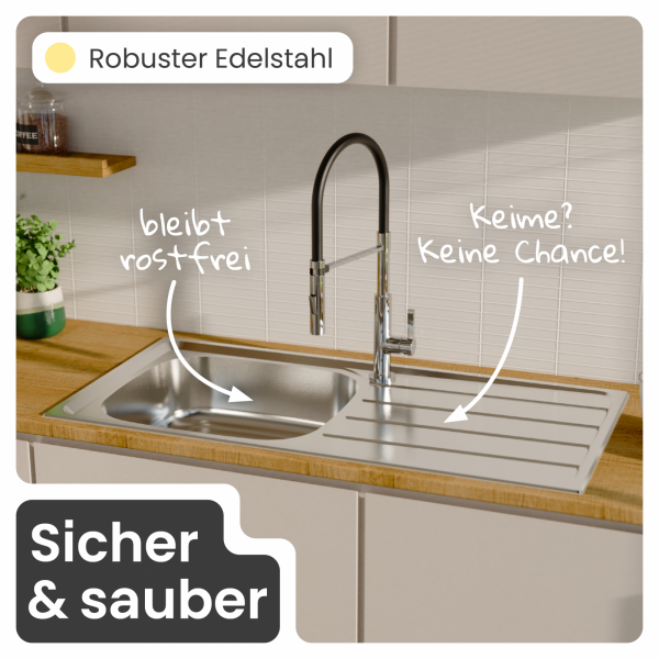 Edelstahlspüle Katharina mit Abtropffläche | instmaier