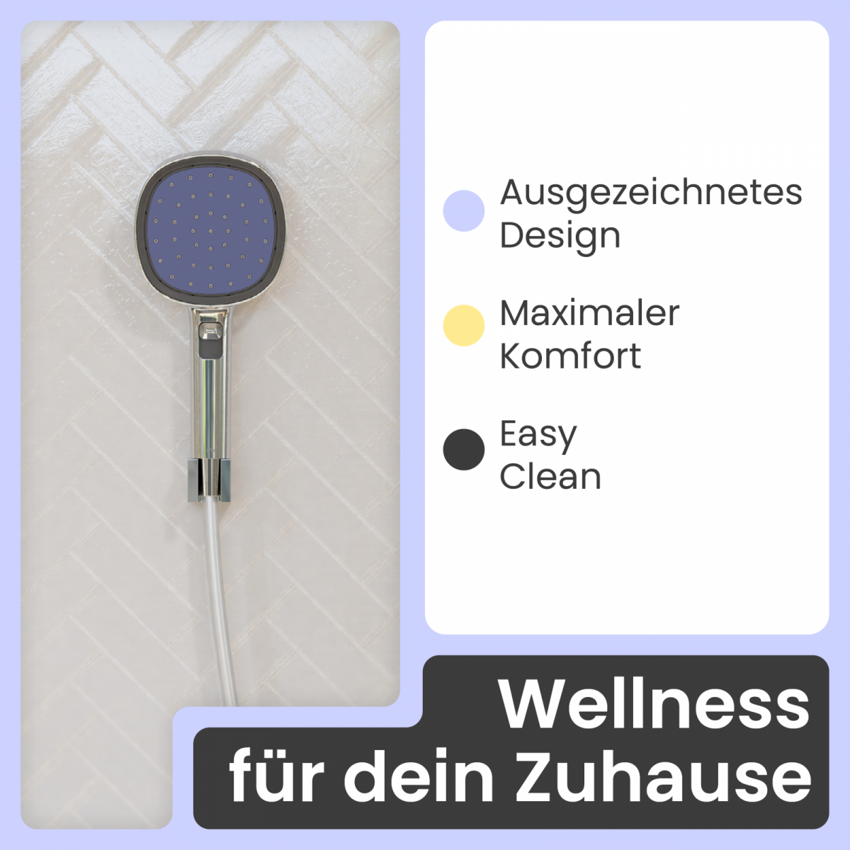 Duschbrause Set Cleo (Chrom, Indigo) | 2 Strahlarten | instmaier