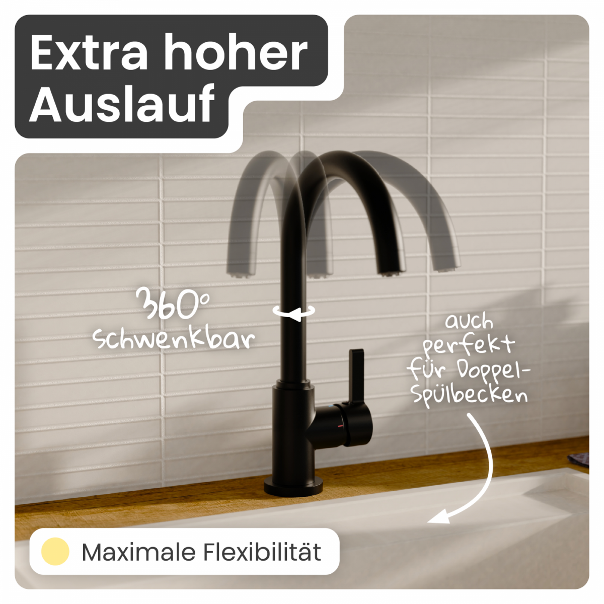 Küchenarmatur Leona | Verbrühschutz & 360° schwenkbar | instmaier
