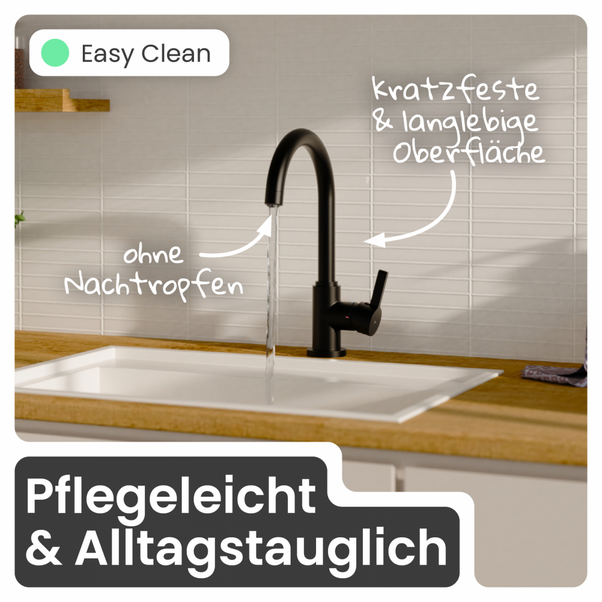 Küchenarmatur Leona | Verbrühschutz & 360° schwenkbar | instmaier