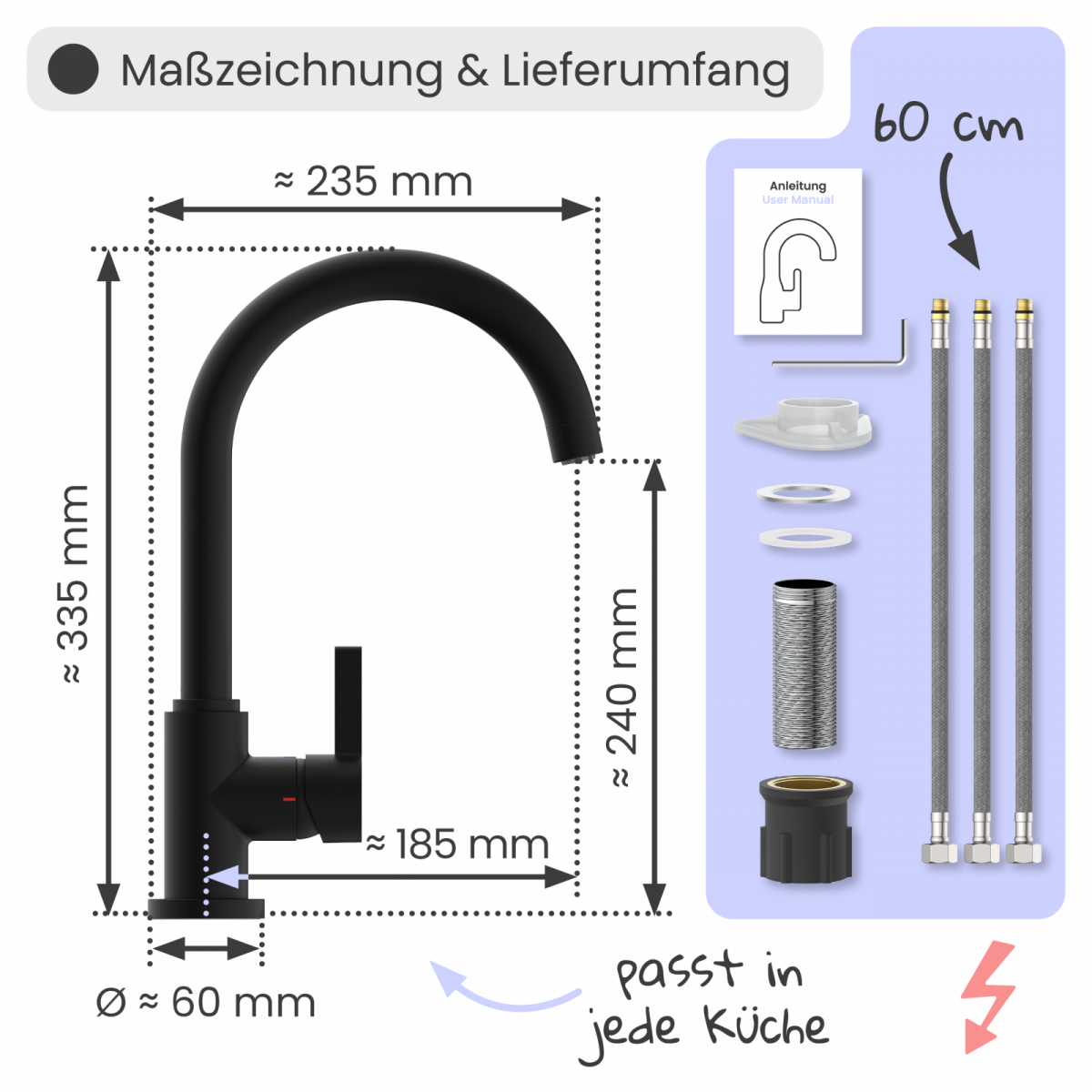 Küchenarmatur Leona | Verbrühschutz & 360° schwenkbar | instmaier