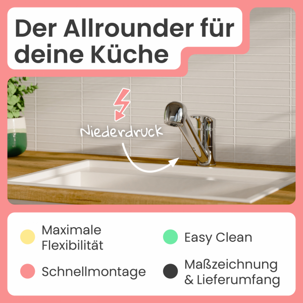 Küchenarmatur Elena | 2 Strahlarten & Ausziehbar | instmaier