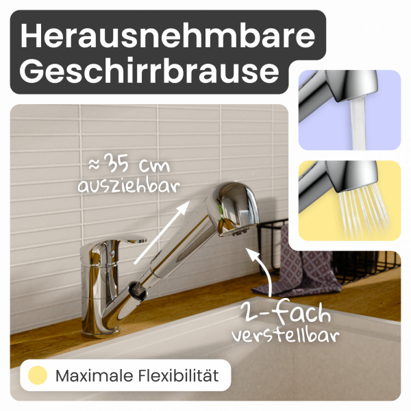 Küchenarmatur Elena | 2 Strahlarten & Ausziehbar | instmaier