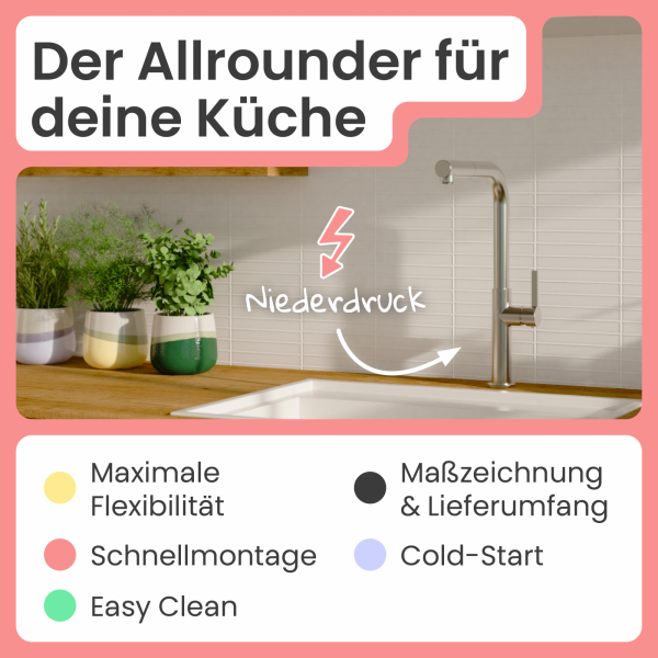 Küchenarmatur Cassia | Ausziehbar & 360° schwenkbar | instmaier