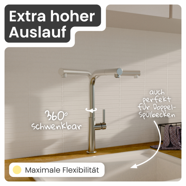 Küchenarmatur Cassia | Ausziehbar & 360° schwenkbar | instmaier