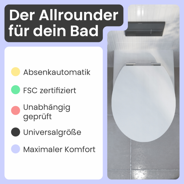 WC-Sitz Gaia aus MDF (Grau) | Absenkautomatik | instmaier