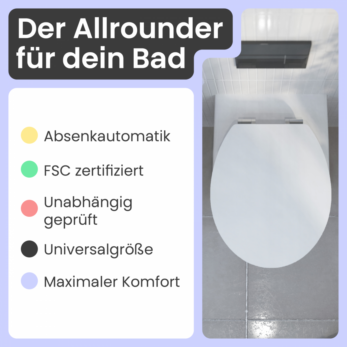 WC-Sitz Gaia aus MDF (Grau) | Absenkautomatik | instmaier