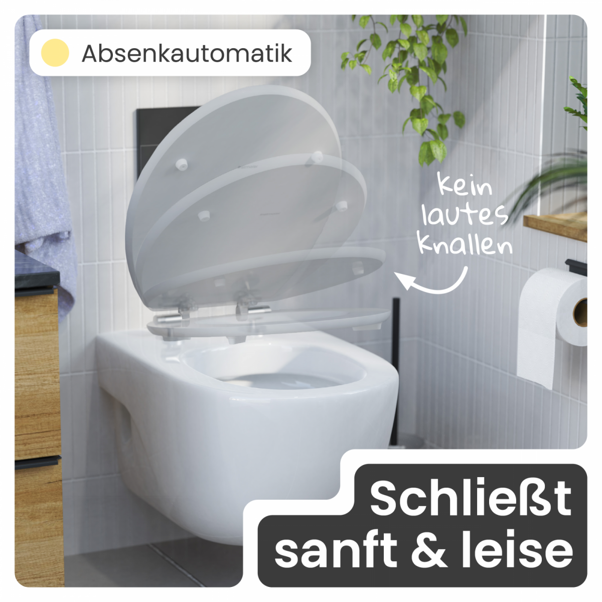 WC-Sitz Gaia aus MDF (Grau) | Absenkautomatik