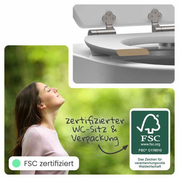 WC-Sitz Gaia aus MDF (Grau) | Absenkautomatik | instmaier