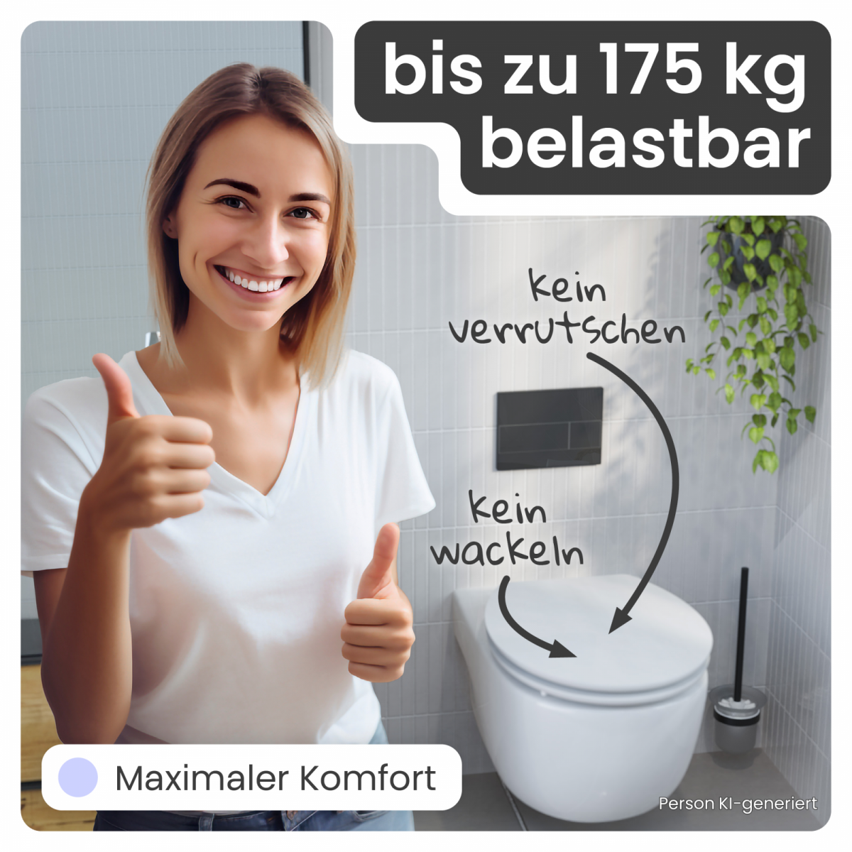 WC-Sitz Gaia aus MDF (Grau) | Absenkautomatik | instmaier