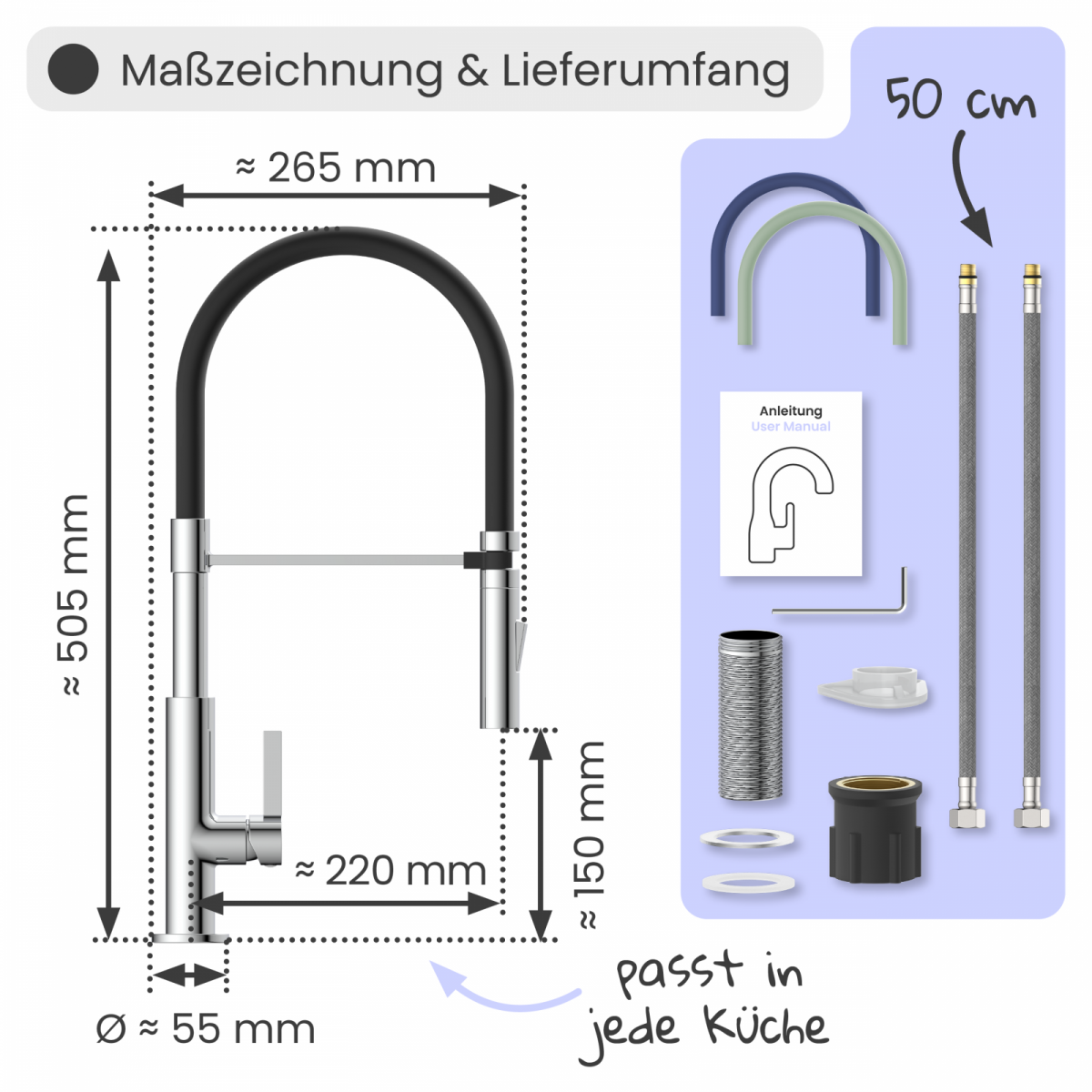 Küchenarmatur Nova | 2 Strahlarten & 360° schwenkbar | instmaier