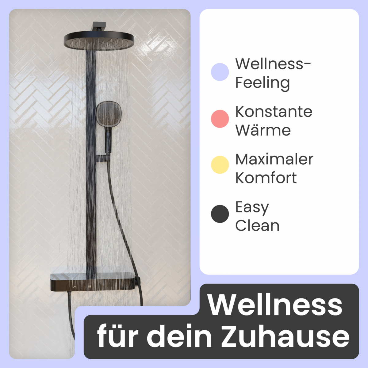 Regendusche Cleo | Thermostat & 2 Strahlarten | instmaier
