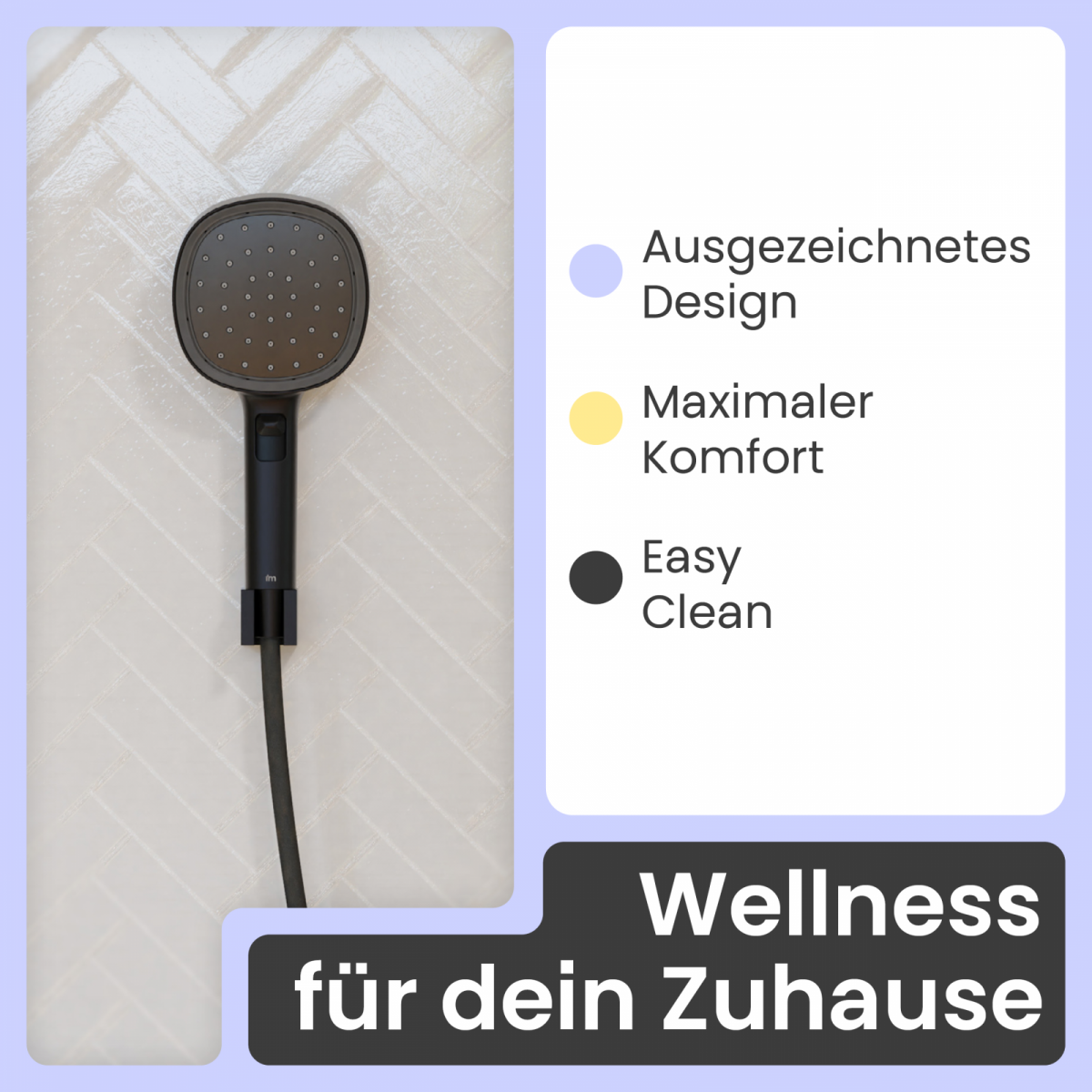 Duschbrause Set Cleo (Schwarz matt) | 2 Strahlarten | instmaier
